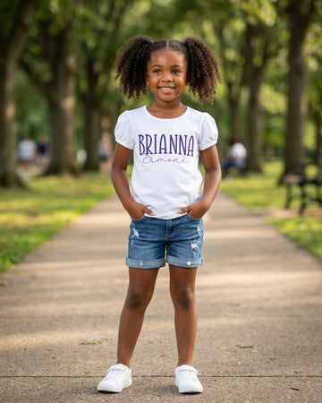 Personalized Girls Double-Name Embroidered Shirt