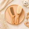 Personalized Baby Brush & Comb Set | Custom Engraved Wooden Newborn Hair Brush | Soft Goat Hair Baby Brush | Baby Shower Gift