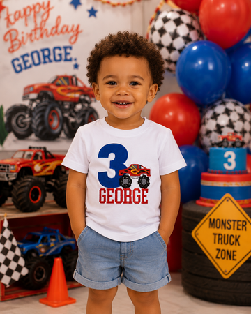 Personalized Monster Truck Birthday Shirt