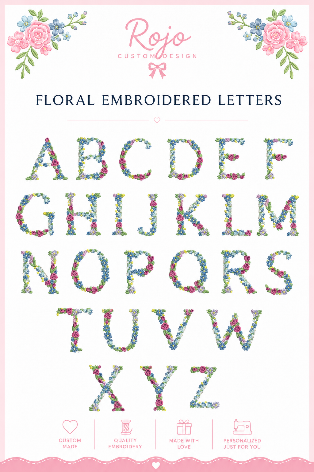 Personalized Floral Initial Baby Girl Sleep & Play