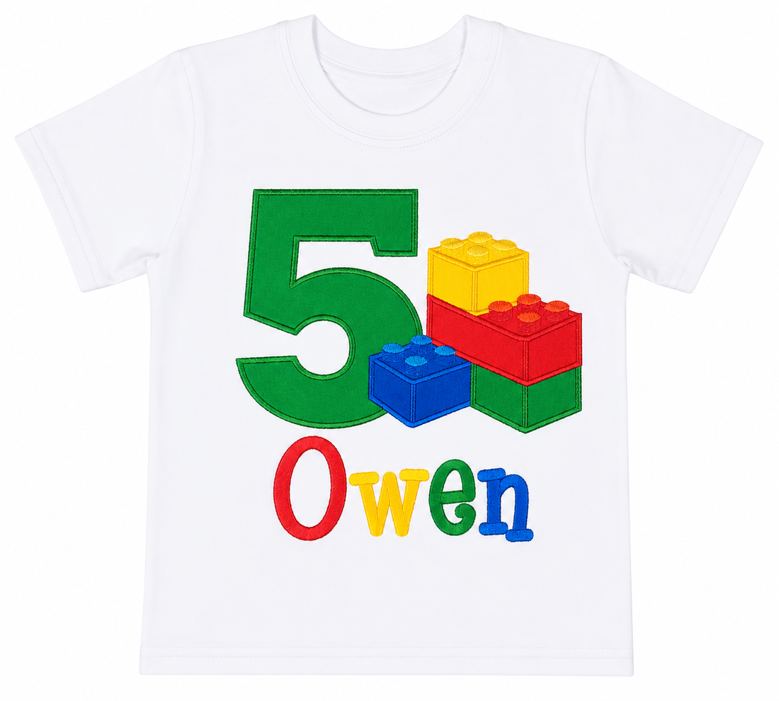 Build Big Birthday Memories with a Personalized Building Blocks Birthday Shirt!