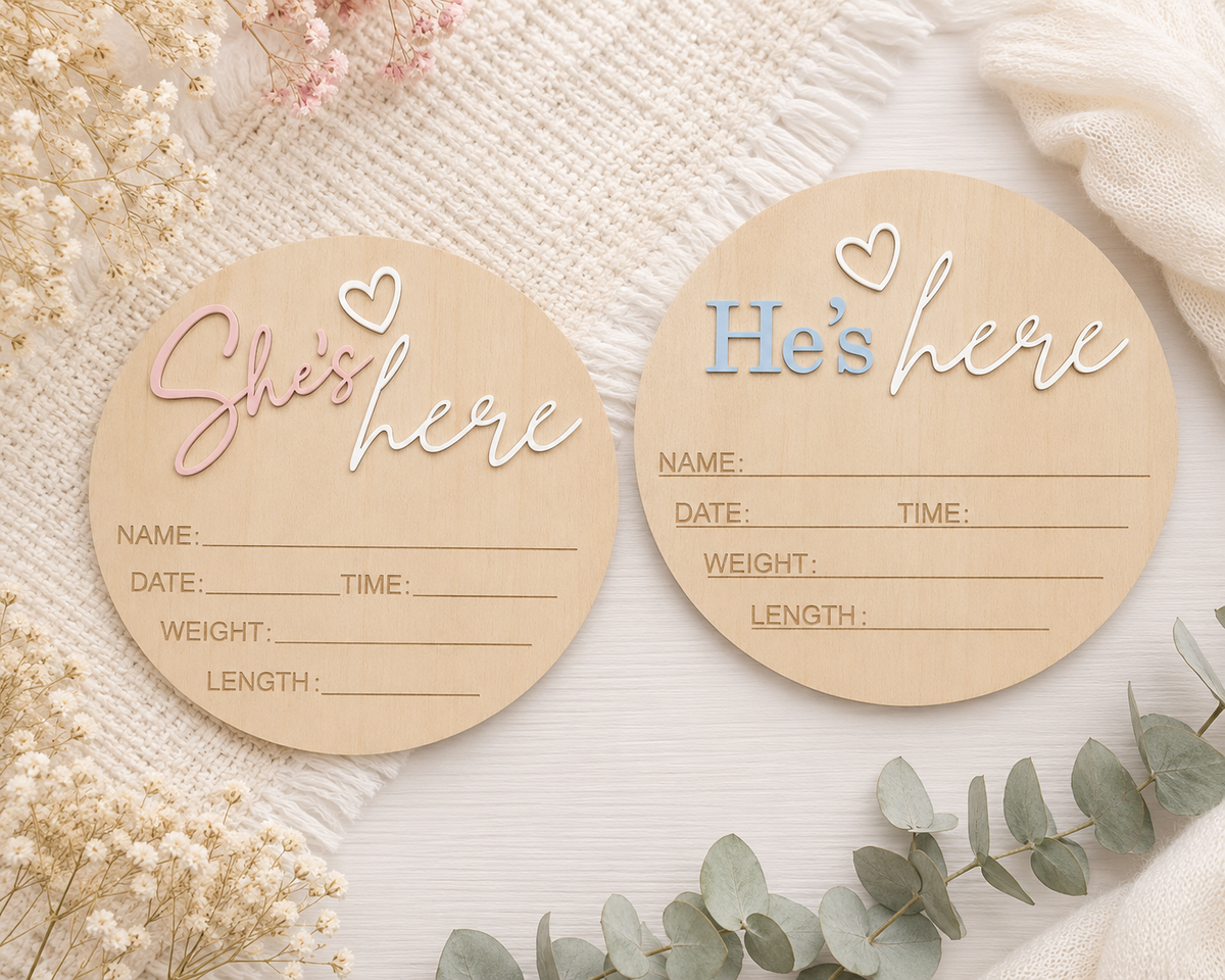 Personalized Wooden Birth Announcement Disc