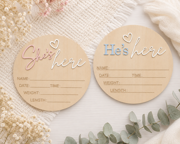 Personalized Wooden Birth Announcement Disc