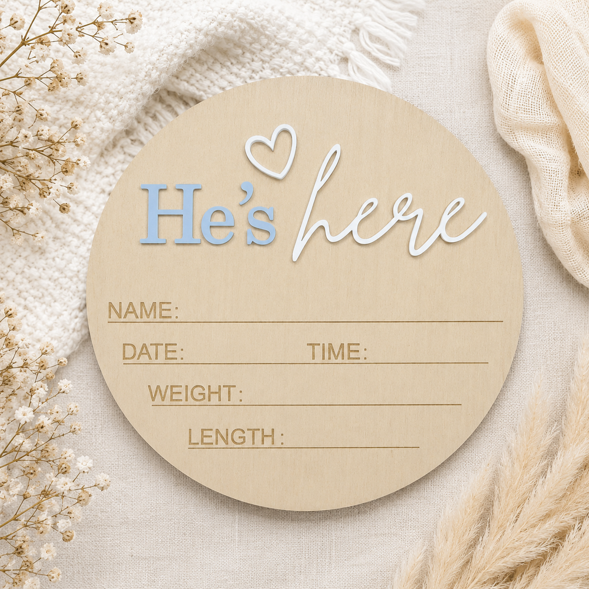 Personalized Wooden Birth Announcement Disc