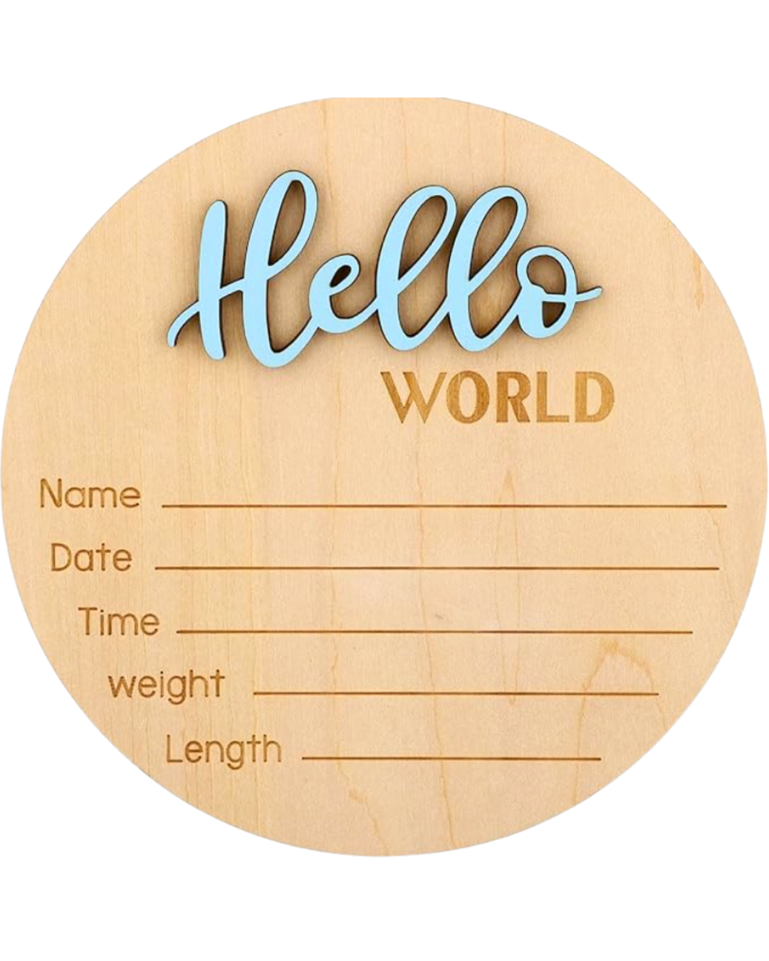 Personalized Wooden Hello World Birth Announcement Sign