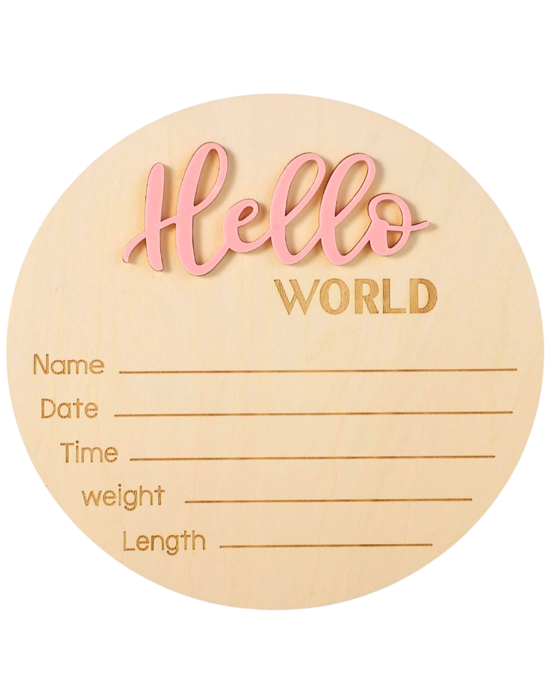Personalized Wooden Hello World Birth Announcement Sign
