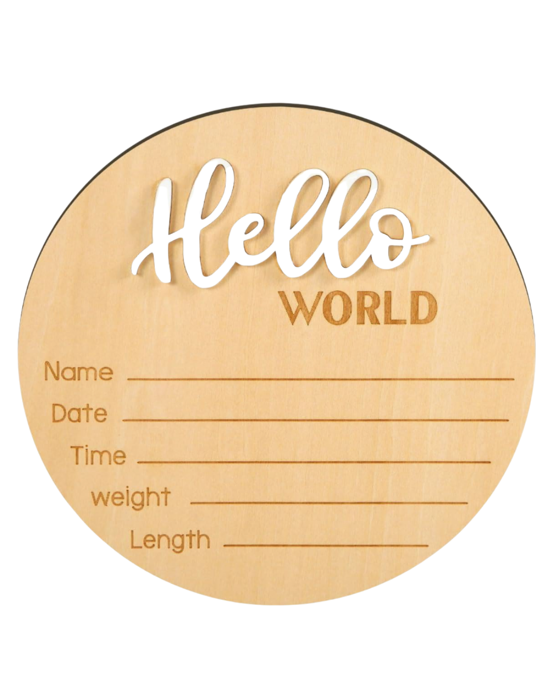 Personalized Wooden Hello World Birth Announcement Sign