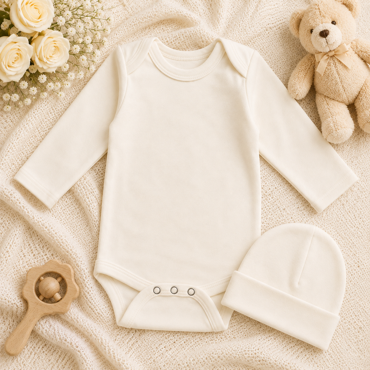 Personalized Baby Bodysuit & Hat Set | Embroidered Newborn Gift