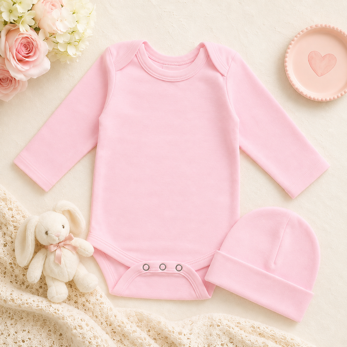 Personalized Baby Bodysuit & Hat Set | Embroidered Newborn Gift