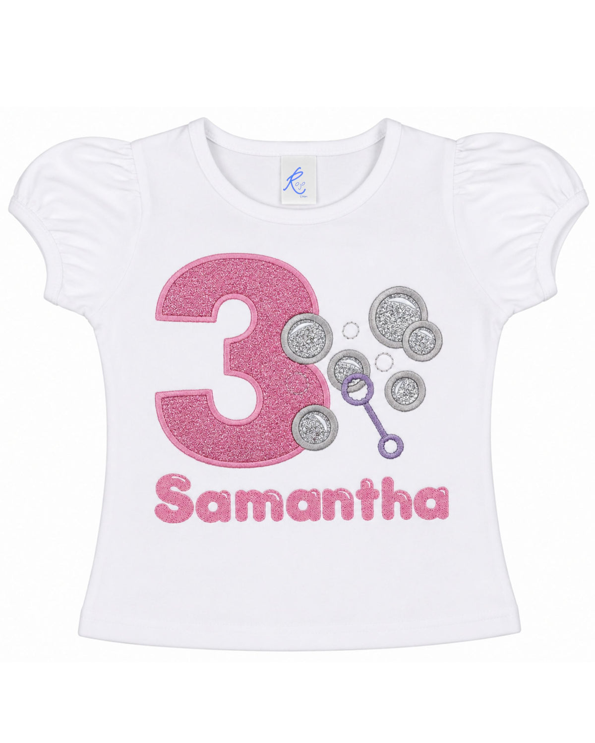 Personalized Bubble Party Birthday Shirt for Girls | Embroidered Birthday Bubble Shirt | Custom Birthday Shirt Ages 1-12