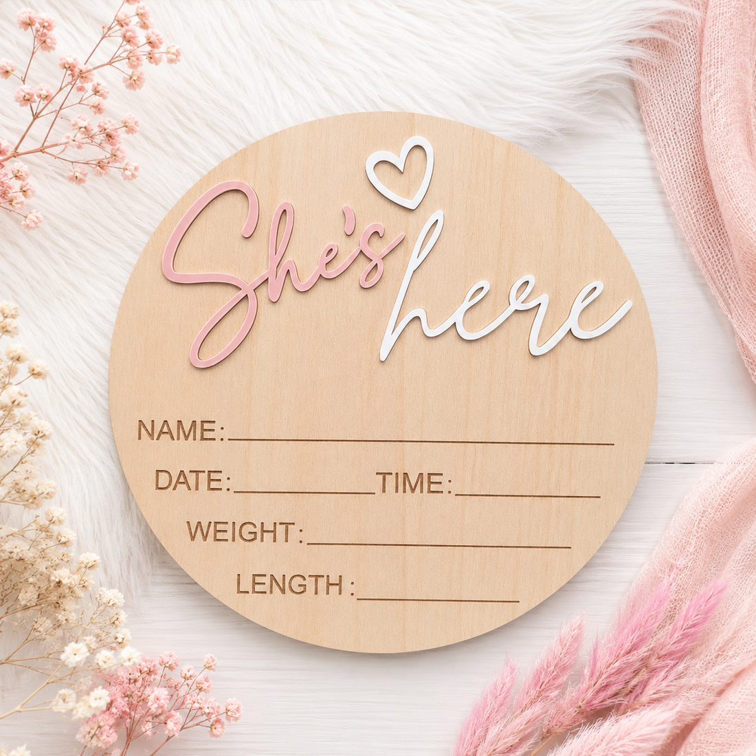 Personalized Wooden Birth Announcement Disc