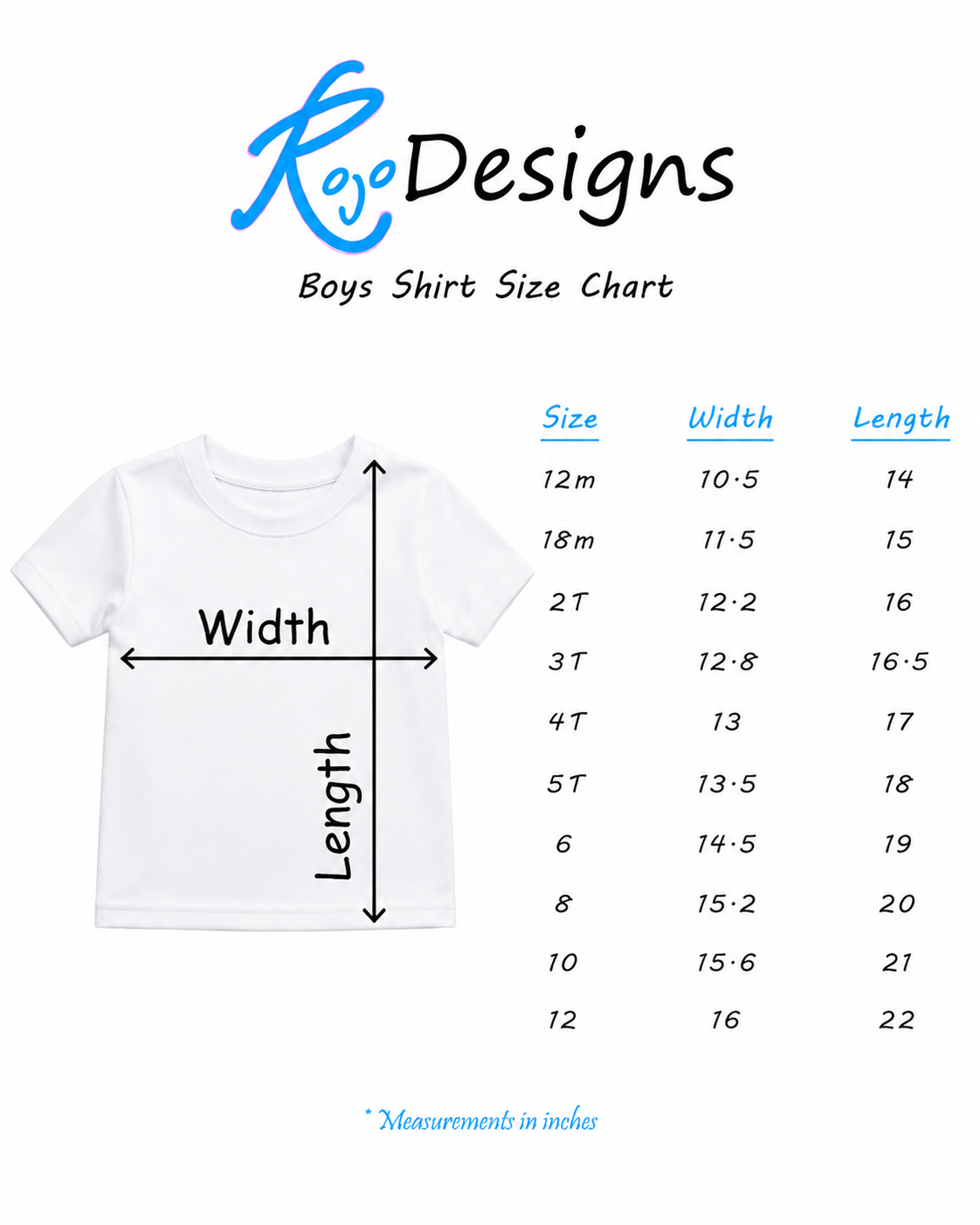 Shirt Size Chart