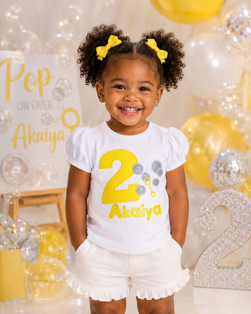 Personalized Bubble Party Birthday Shirt for Girls | Embroidered Birthday Bubble Shirt | Custom Birthday Shirt Ages 1-12